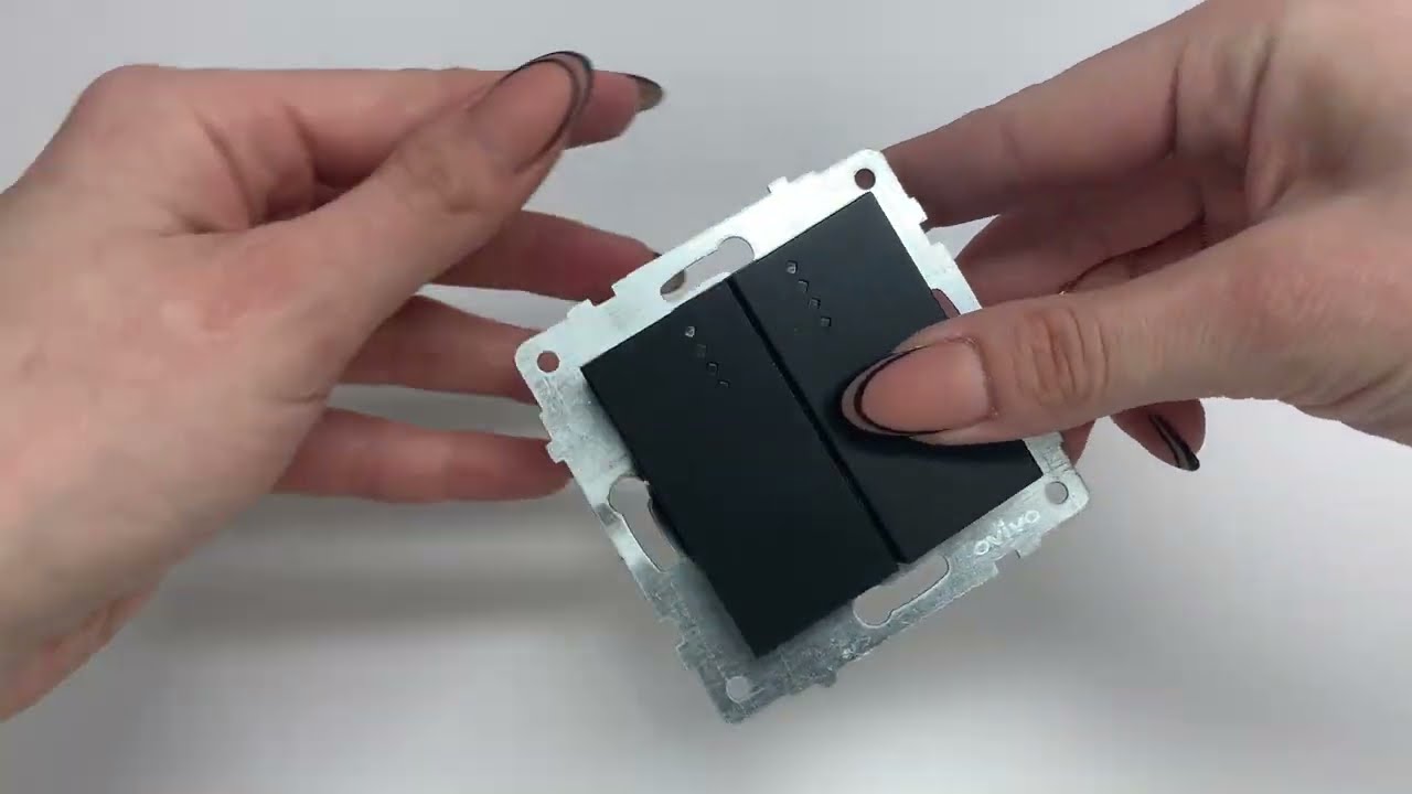 Выключатель двухклавишный с подсветкой OVIVO Grano черный (600-000217-203)