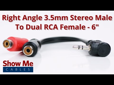 Right Angle 3.5mm Stereo Male To Dual RCA Female Adapter #27-140-056