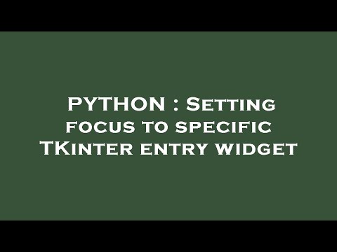 Python Setting Focus To Specific Tkinter Entry Widget