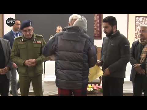 Lieutenant Governor Manoj Sinha meets the families of Nowgam's accidental b...