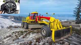 CAT 120M Motor Grader - Struggle in Deep Muddy Road | SnowRunner | Logitech G29 Gameplay