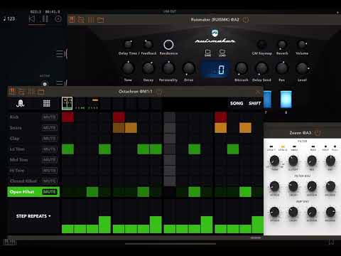 Plinky Plong - iPad AUv3 MIDI Drum Sequencer App Octachron jamming with AUM, Ruismaker and Zeeon