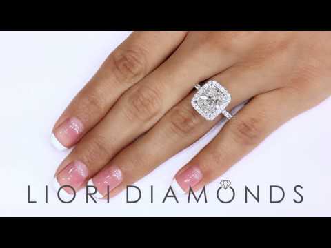 ER-SOLD-223 - 4.80 Carat G-VS1 Cushion Cut Diamond Engagement Ring 18k White Gold Pave Halo