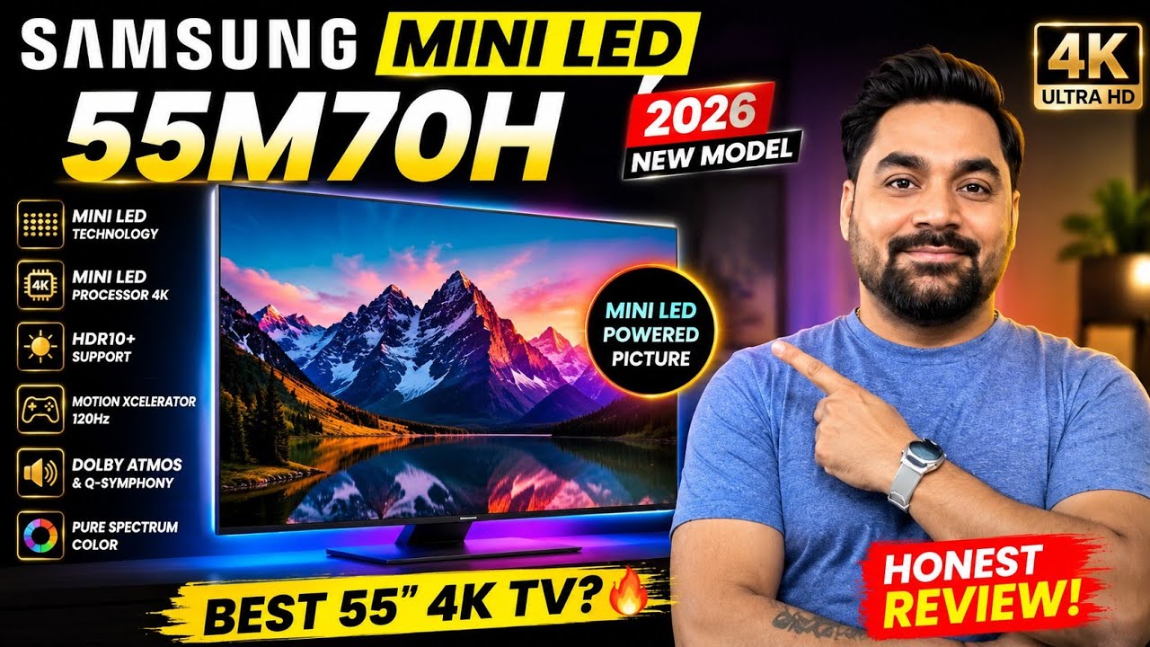 Miniatura da avaliação em vídeo de Smart TV Samsung 55 Polegadas 4K MiniLED M75H