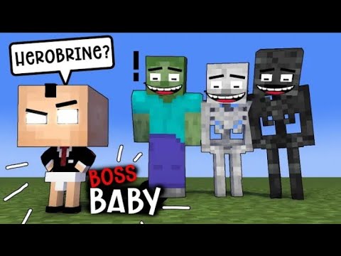 HEROBRINE became "BABY BOSS": Monster School Minecraft Animation