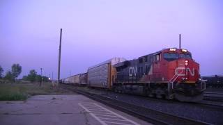 CN Trains in Sarnia, Ontario at Dusk. June 2, 2017
