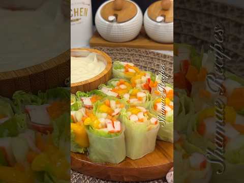🥢 MANGO KANI SALAD SPRING ROLLS with the BEST Homemade Dipping Sauce.😋  #springrolls #salad