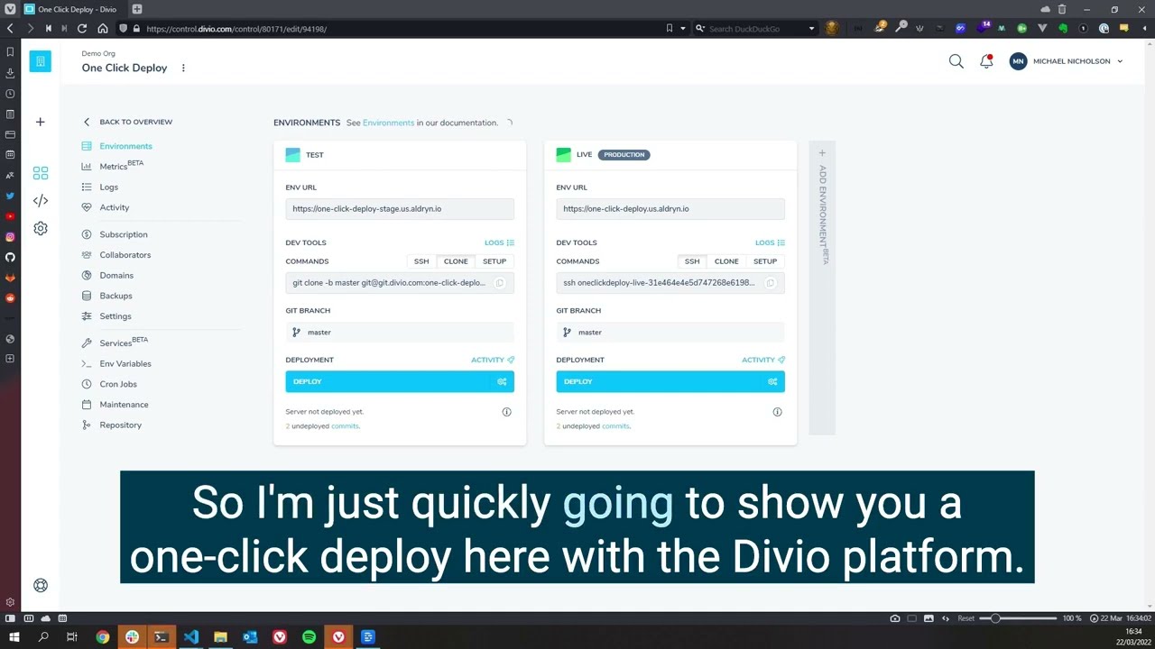 One-click Deploy from Divio