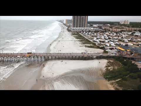 Drone footage of Apache Pier and surf