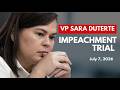 LIVE VP SARA DUTERTE IMPEACHMENT TRIAL DAY 2 JULY 7 2026 Replay