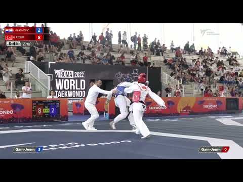 118 M-68kg R-16 GLASNOVIC Leon CRO 🔵 vs 🔴 RECBER Hakan TUR I Rome 2022 World Taekwondo GP