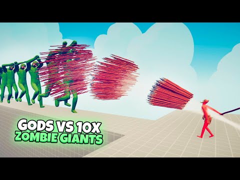 GODS vs 10x GIANT ZOMBIE | TABS Modded Gameplay