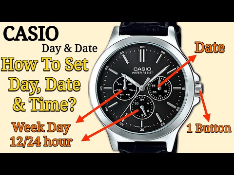 How to set a Simple Casio Day & Date Watch with 1 Button ( Crown) | Casio WR Analog