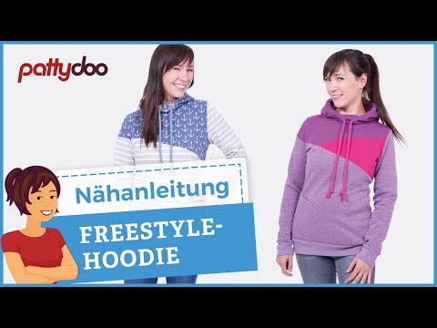 Freestyle Hoodie - Kapuzenpullover mit Teilung/Patchwork aus Sweat nähen
