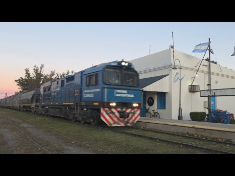 [8K] Tren vacio de Trenes Argentinos Cargas pasando por Marcos Juárez al atardecer!!!!!!