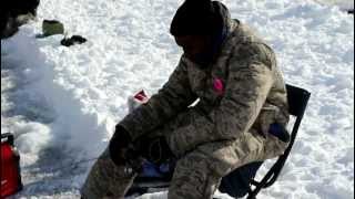 preview picture of video 'Ice Fishing Devils Lake North Dakota 2013'
