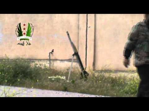 استهداف مقرات النظام في قرية المشرفة في ريف حمص بصاروخ محلي الصنع من قبل لواء النصر