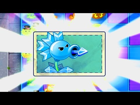 Plants vs Zombies 2 SNOW PEA MAX LEVEL POWER-UP! vs GARGANTUAR
