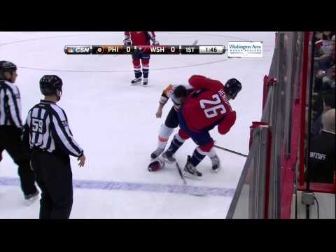 John Erskine elbows Wayne Simmonds 1 Feb 2013 Philadelphia Flyers vs Washington Capitals NHL Hockey