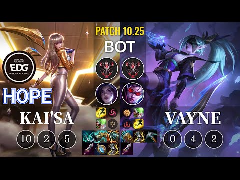 EDG Hope Kai'Sa vs Vayne Bot - KR Patch 10.25