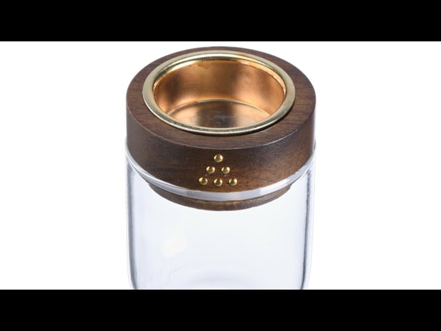 مبخرة عود الريف الحصرية صغيرة زجاجية وخشب بني