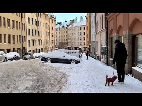 Stockholm Walks: Tomtebogatan covered in snow. Beautiful houses, typical for 1910’s Stockholm.