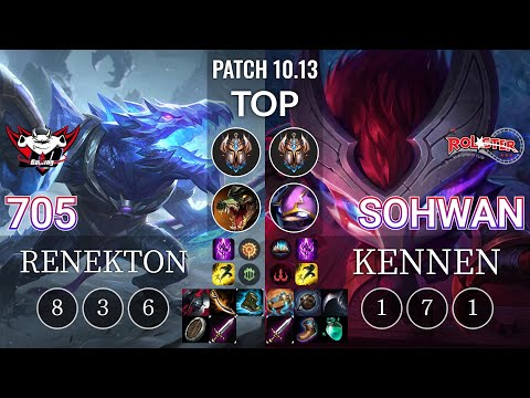 JDG 705 Renekton vs KT SoHwan Kennen Top - KR Patch 10.13