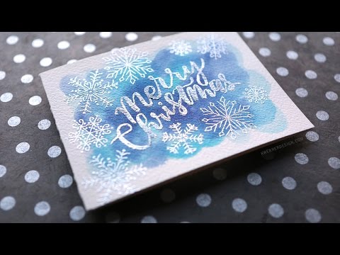 Heat Embossed Brush Lettering Over Watercoloring