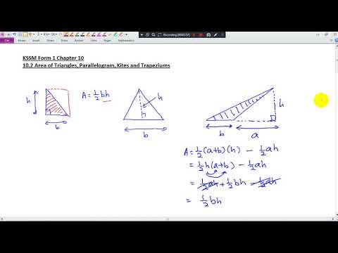 KSSM Form 1 Chapter 10 10.2 Area of Triangles, Parallelograms, Kites and Trapeziums (Part 1)