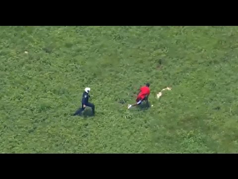 Watch: Cop jumps from helicopter to nab crook