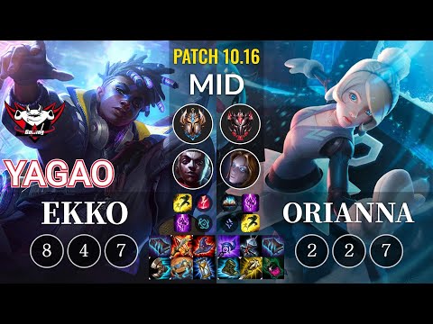 JDG Yagao Ekko vs Orianna Mid - KR Patch 10.16