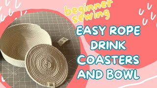 DIY Rope Coasters & Bowl | Easy Sewing Project Using Clothesline & Climbing Rope