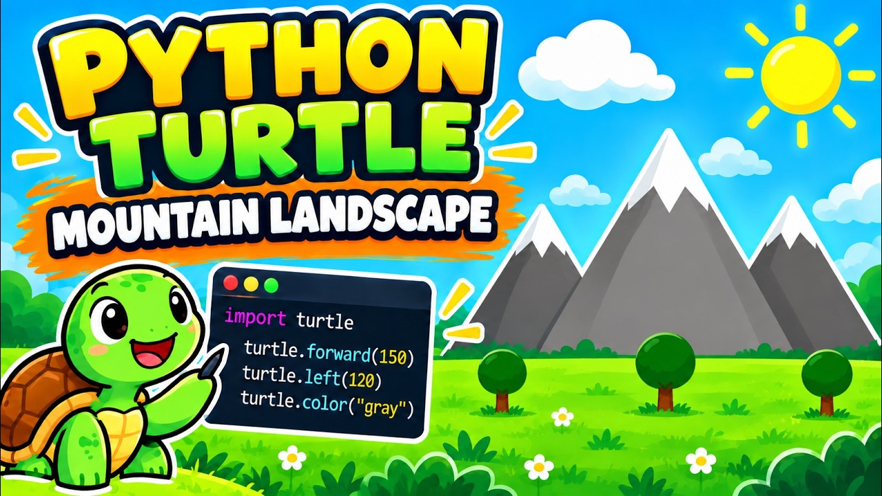 Python Turtle Mountain Landscape Tutorial | Learn Python by Drawing