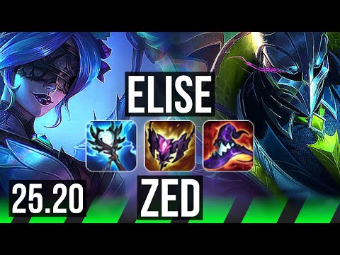 ELISE vs ZED (JGL) | Rank 1 Elise, Rank 5, 70% winrate, 6 solo kills | EUNE Challenger | 25.20