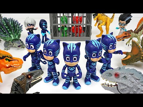 Friends got caught by Dinosaurs army! Go PJ Masks Mirror Image attack!! - DuDuPopTOY