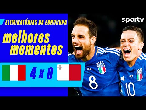 Gols e lances de Itália x Malta