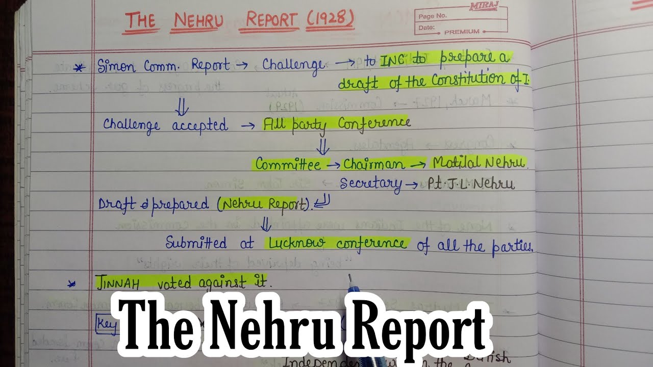 Video explaining the Nehru Report 1928 key points