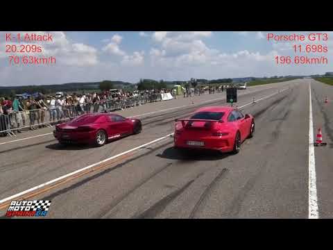 Thumbnail for K-1 Attack vs. Porsche GT3 Drag Race 1/4M (402m), 26.05.2018 » Kámen u Pacova, automotosprint.cz by K-1 Attack