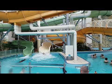 On the slide in the Aqua Palota in Gyula, Sep-2021