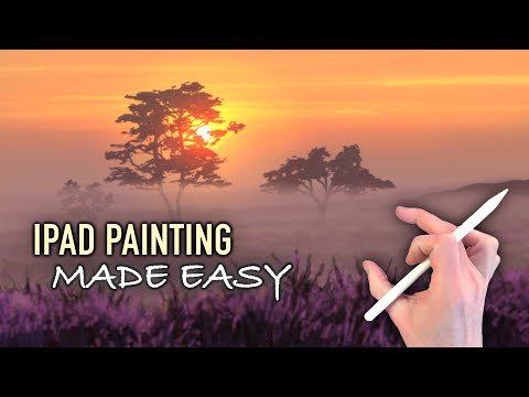 IPAD PAINTING MADE EASY - Misty Dawn Sunrise landscape tutorial in Procreate