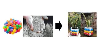 #DIY #Cement craft ideas - How to make the flower pot making with cement and ball plastic