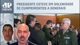 Schelp e Coronel Tadeu analisam Bolsonaro em cerimônia militar