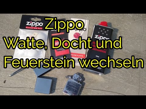 Zippo Wartung Docht Watte Feuerstein wechseln tauschen Zippo Watte Docht Feuerstein ersetzen