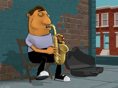 Cartoon with Killer Alto Saxophone Solo