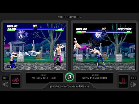 Mortal Kombat 3 (Arcade vs Playstation) Side by Side Comparison