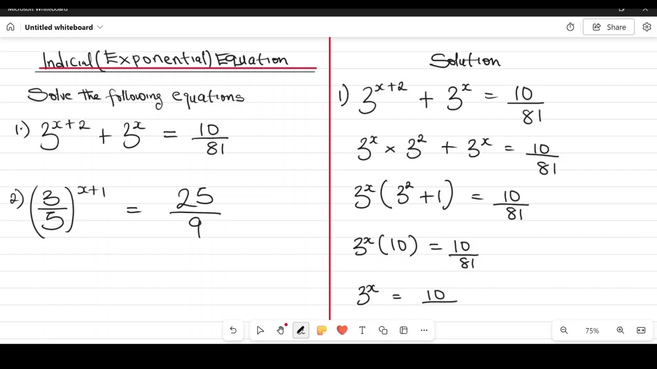 Exponential Equations Simplified Step by Step | How To Solve Indicial Equations with Examples