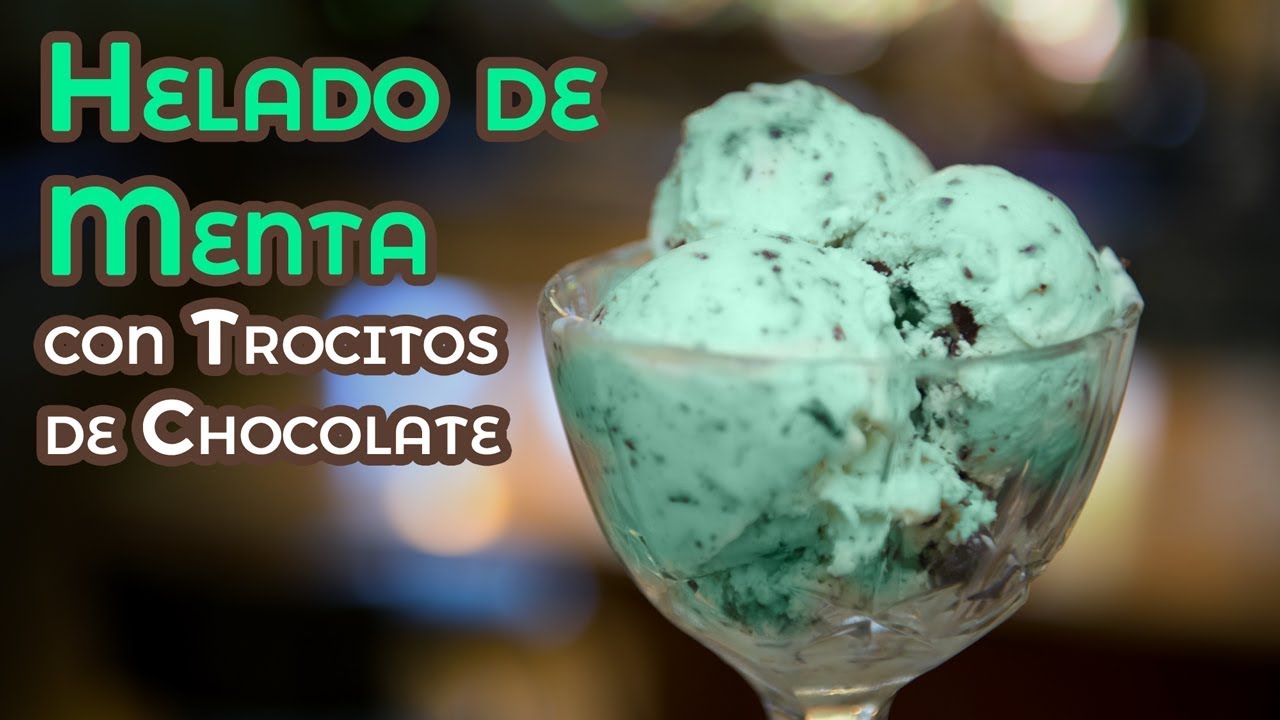 Helado de Menta con Trocitos de Chocolate Sin Huevos ni Maquina Heladora