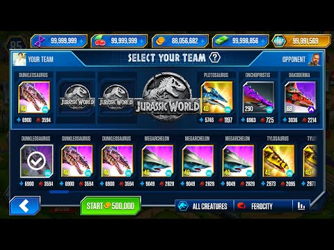 DUNKLEOSAURUS vs ALL CREATURES - UNLOCK OSTAFRIKSAURUS - JURASSIC WORLD THE GAME