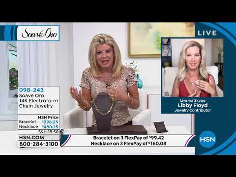 Soave Oro Halskette mit galvanisch geformter länglicher ovaler Kette, 14 Karat Gold...