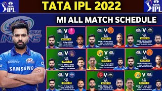 IPL 2022 - Mumbai Indians All Matches Schedule | MI All 14 Match Schedule 2022